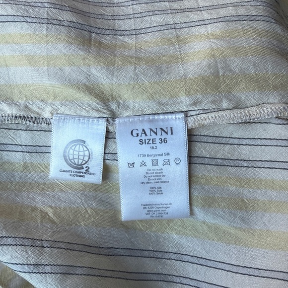 Ganni Bergamot Silk Yellow Striped Pajama Top 36 Rare - Picture 6 of 6